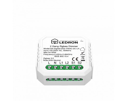 Диммер двухканальный QS-Zigbee-D02-TRIAC-2C-LN