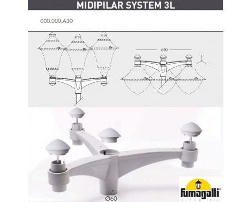 Консоль для паркового фонаря FUMAGALLI MIDIPILAR SYS 3L 000.000.A30.L0