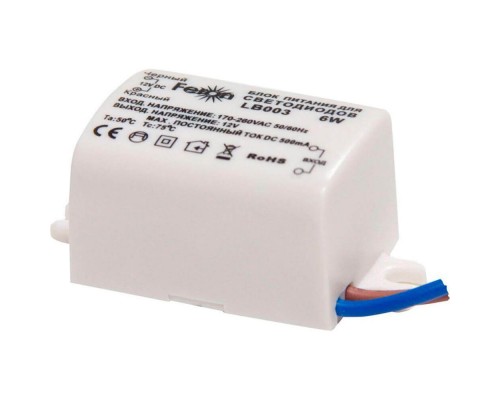 Блок питания для светодиодной ленты Feron LB003 12V 6W IP20 0,5A 21480