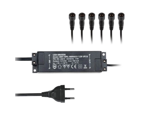 Блок питания для светодиодов Uniel 12V 9W IP33 0,7A UET-VPL-009А33 08939