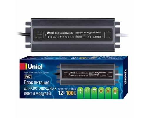 Блок питания Uniel 12V 100W IP67 8,3A UET-VAF-100A67 12V IP67 UL-00007576