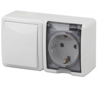 Блок розетка-выключатель ЭРА Эксперт IP54 16A 250V 11-7401-01 Б0020733