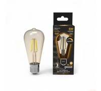 Лампа Gauss Filament ST64 6W 620lm 2400К Е27 golden диммируемая LED 1/10/40 102802006-D