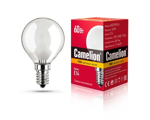 Лампа накаливания Camelion E14 60W 60/D/FR/E14 9870
