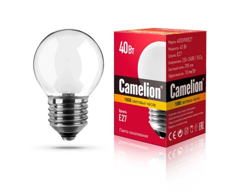 Лампа накаливания Camelion E27 40W 40/D/FR/E27 9869