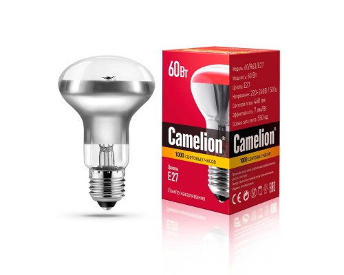 Лампа накаливания Camelion E27 60W 60/R63/E27 8980