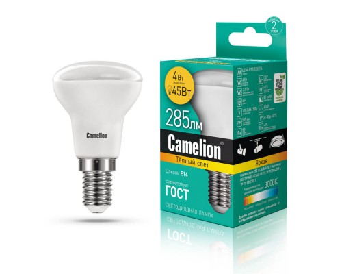 Лампа светодиодная Camelion 3000К 4W E14 LED4-R39/830/E14 13353