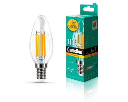 Лампа светодиодная Camelion E14 12W 3000K LED12-C35-FL/830/E14 13708