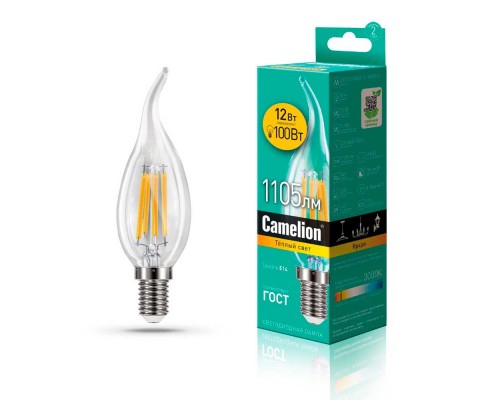 Лампа светодиодная Camelion E14 12W 3000K LED12-CW35-FL/830/E14 13710