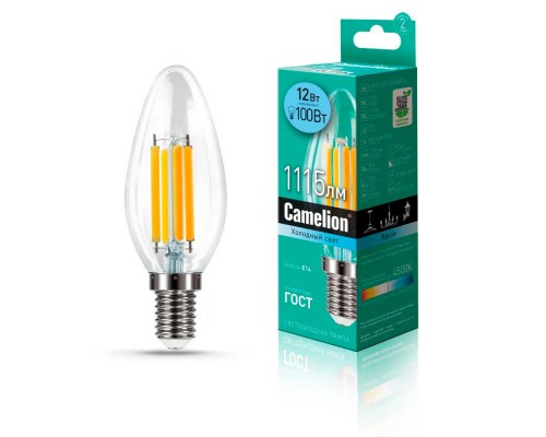 Лампа светодиодная Camelion E14 12W 4500K LED12-C35-FL/845/E14 13709