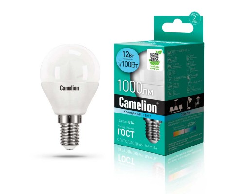 Лампа светодиодная Camelion E14 12W 4500K LED12-G45/845/E14 13695