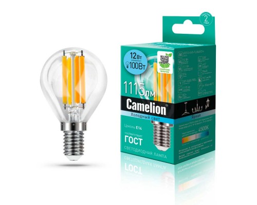 Лампа светодиодная Camelion E14 12W 4500K LED12-G45-FL/845/E14 13713