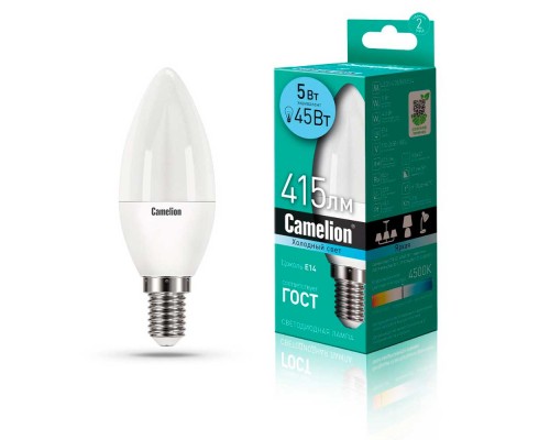 Лампа светодиодная Camelion E14 5W 4500K LED5-C35/845/E14 12032