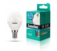 Лампа светодиодная Camelion E14 5W 4500K LED5-G45/845/E14 12029