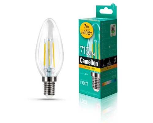 Лампа светодиодная Camelion E14 7W 3000K LED7-C35-FL/830/E14 13452