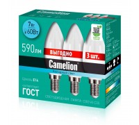 Лампа светодиодная Camelion E14 7W 4500K 3 шт. LED7-C35-3/845/E14 14712