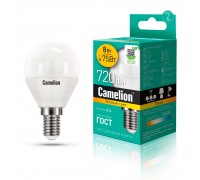 Лампа светодиодная Camelion E14 8W 3000K LED8-G45/830/E14 12391