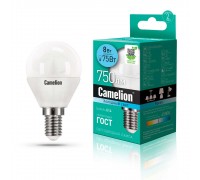 Лампа светодиодная Camelion E14 8W 4500K LED8-G45/845/E14 12393