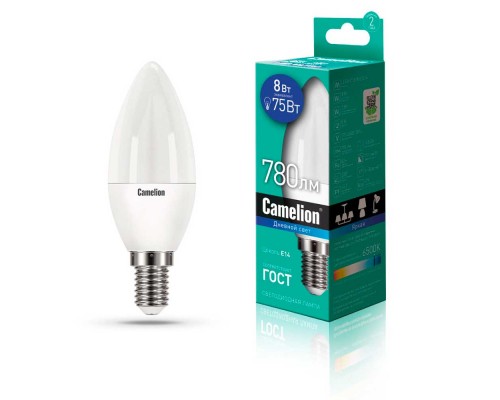 Лампа светодиодная Camelion E14 8W 6500K LED8-C35/865/E14 13370