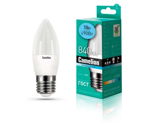 Лампа светодиодная Camelion E27 10W 4500K LED10-C35/845/E27 13562