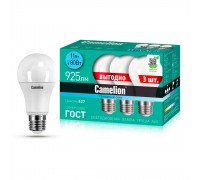 Лампа светодиодная Camelion E27 11W 4500K 3 шт. LED11-A60-3/845/E27 14711