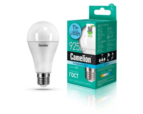 Лампа светодиодная Camelion E27 11W 4500K LED11-A60/845/E27 12036