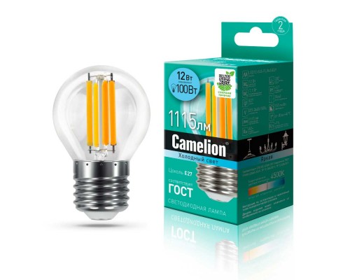 Лампа светодиодная Camelion E27 12W 4500K LED12-G45-FL/845/E27 13715