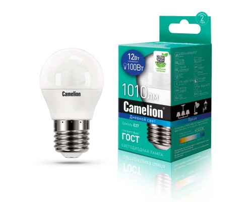 Лампа светодиодная Camelion E27 12W 6500K LED12-G45/865/E27 13698