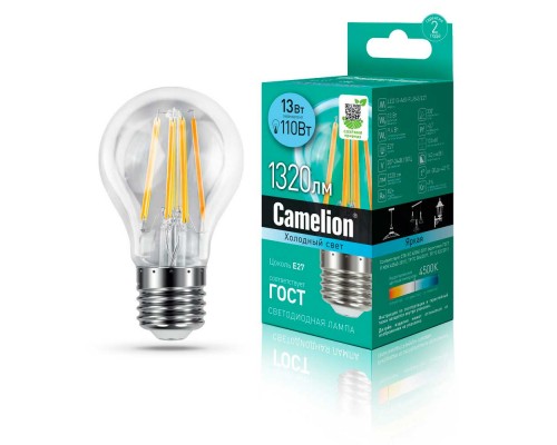 Лампа светодиодная Camelion E27 13W 4500K LED13-A60-FL/845/E27 13717