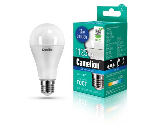 Лампа светодиодная Camelion E27 13W 6500K LED13-A60/865/E27 12652