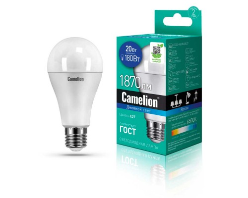 Лампа светодиодная Camelion E27 20W 6500K LED20-A65/865/E27 13166