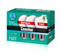 Лампа светодиодная Camelion E27 7W 4500K 3 шт. LED7-G45-D/845/E27 14713