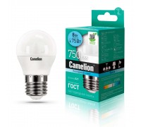 Лампа светодиодная Camelion E27 8W 4500K LED8-G45/845/E27 12394