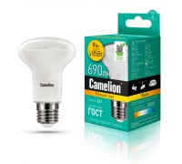 Лампа светодиодная Camelion E27 9W 3000K LED9-R63/830/E27 13476