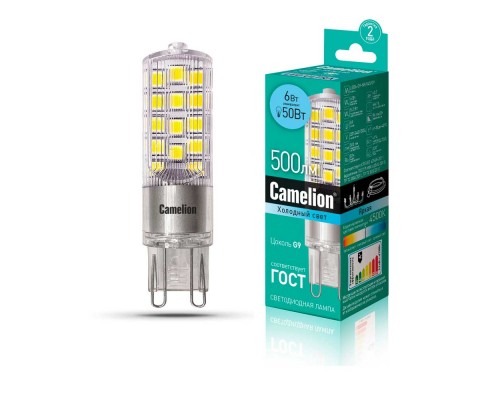 Лампа светодиодная Camelion G9 6W 4500K LED6-G9-NF/845/G9 13707