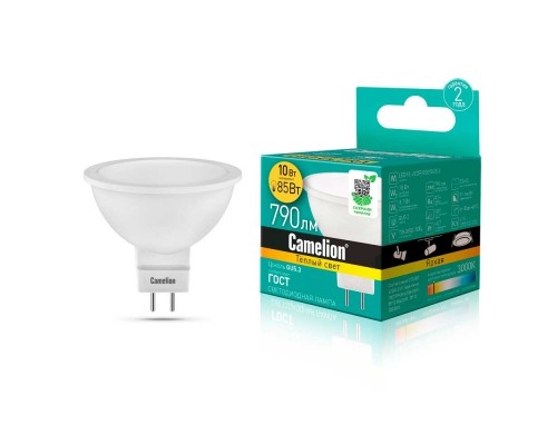 Лампа светодиодная Camelion GU5.3 10W 3000K LED10-JCDR/830/GU5.3 13684