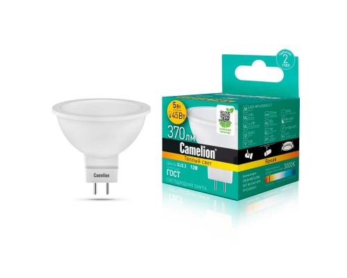 Лампа светодиодная Camelion GU5.3 12W 3000K LED5-MR16/830/GU5.3 12025