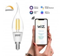 Лампа светодиодная диммируемая филаментная Gauss Smart Home Filament E14 4,5W 2700K прозрачная 1260112