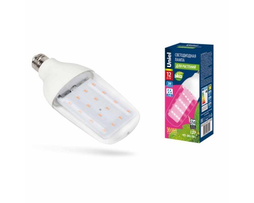 Лампа светодиодная для растений Uniel E27 12W прозрачная LED-B82-12W/SPBR/E27/CL PLP33WH UL-00007647