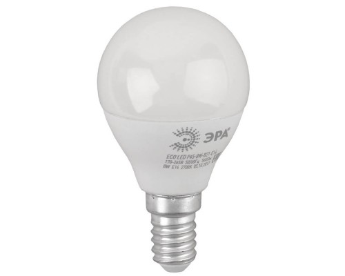 Лампа светодиодная ЭРА E14 8W 2700K матовая ECO LED P45-8W-827-E14 Б0030022