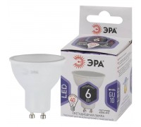 Лампа светодиодная ЭРА GU10 6W 6000K матовая LED MR16-6W-860-GU10 Б0049070