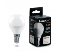 Лампа светодиодная Feron E14 7,5W 6400K матовая LB-1407 38073