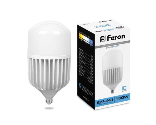 Лампа светодиодная Feron E27-E40 100W 6400K Цилиндр Матовая LB-65 25827