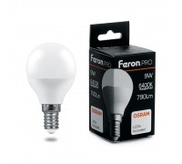 Лампа светодиодная Feron Pro E14 9W 6400K матовая LB-1409 38079