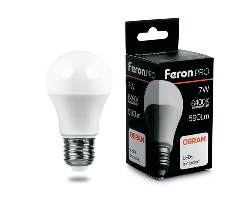 Лампа светодиодная Feron Pro E27 7W 6400K матовая LB-1007 38025