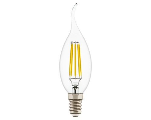 Лампа светодиодная филаментная Lightstar LED Filament E14 6W 3000К свеча на ветру прозрачная 933602