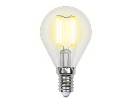 Лампа светодиодная филаментная Uniel E14 7,5W 3000K прозрачная LED-G45-7,5W/WW/E14/CL GLA01TR UL-00003250