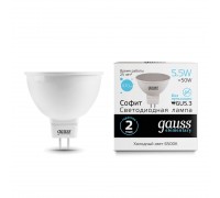 Лампа светодиодная Gauss GU5.3 5.5W 6500K матовая 13536