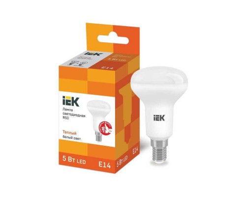 Лампа светодиодная IEK E14 5W 3000K матовая LLE-R50-5-230-30-E14