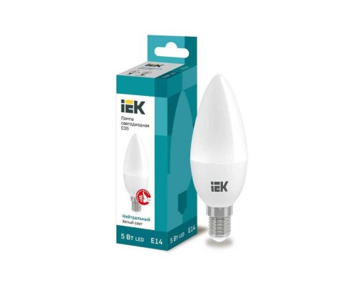 Лампа светодиодная IEK E14 5W 4000K матовая LLE-C35-5-230-40-E14